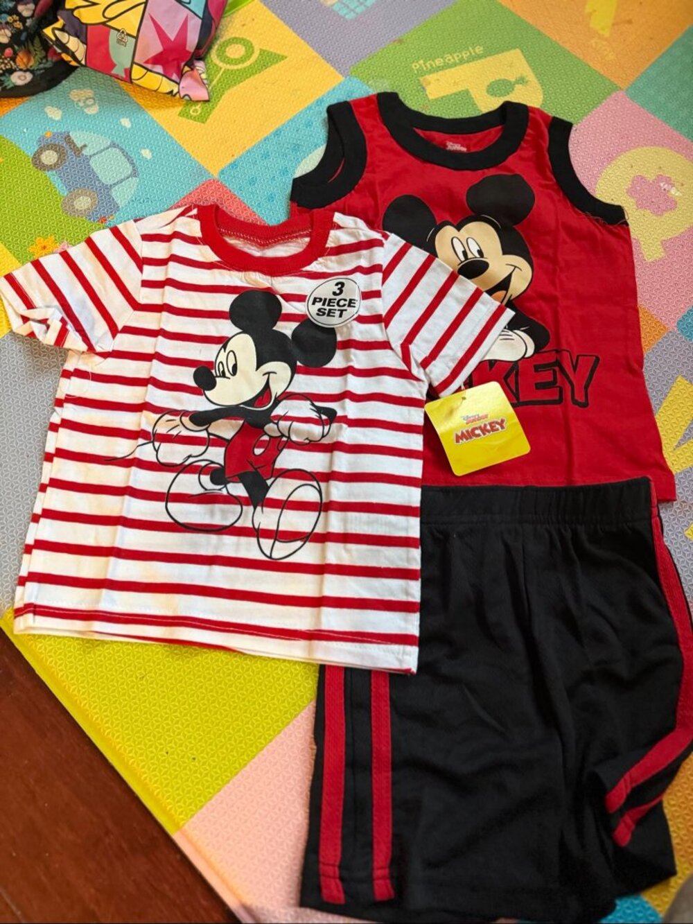 Disney Mickey Mouse 3 Piece Set Toddler Tank Tee Shorts NWT
